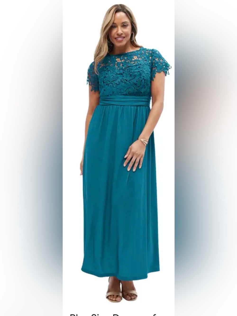 Jessica London Teal Lace Bodice Maxi Dress